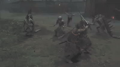 귀무자 Way of the Sword에서 연쇄일섬으로 여러 적을 연달아 베는 장면
